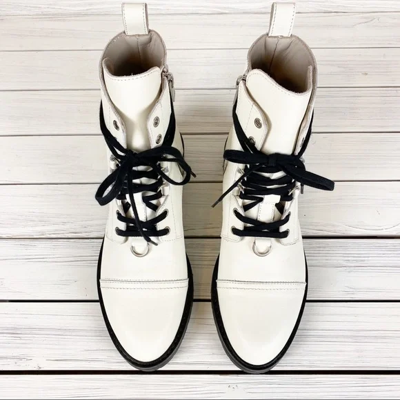 NEW All Saints Lira Hiker White Leather Boots 11 - Picture 2 of 16